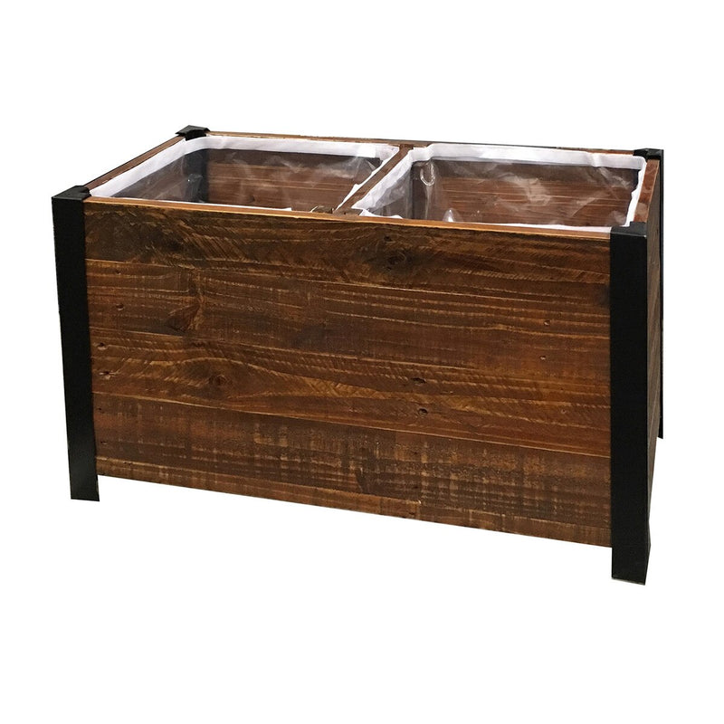 Grapevine Low-Profile Planter, FSC Recycled Wood, 2 Sections, 28.3IN x 12IN, Natural Brown