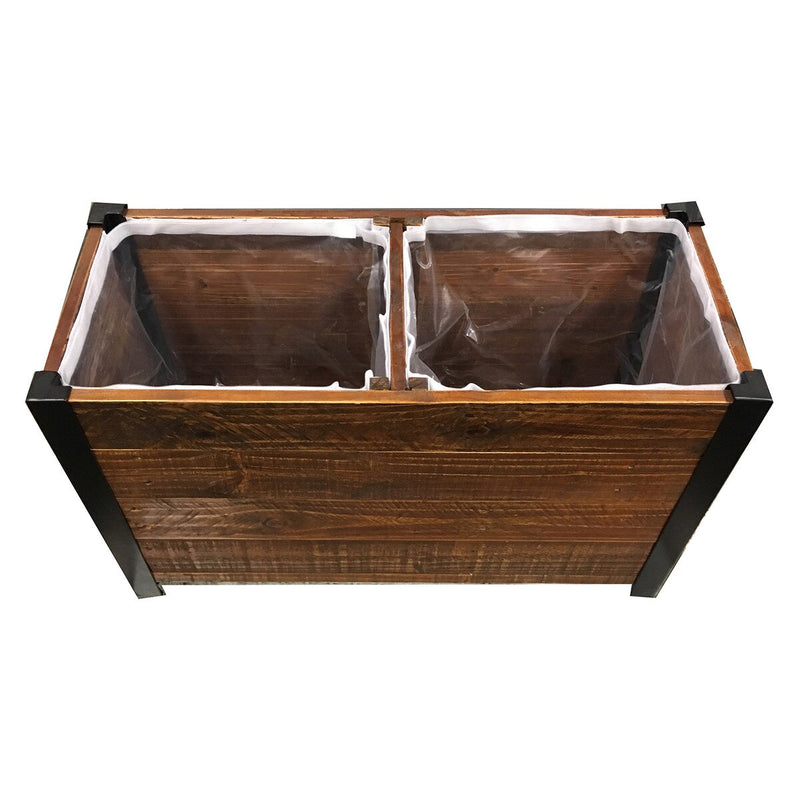 Grapevine Low-Profile Planter, FSC Recycled Wood, 2 Sections, 28.3IN x 12IN, Natural Brown