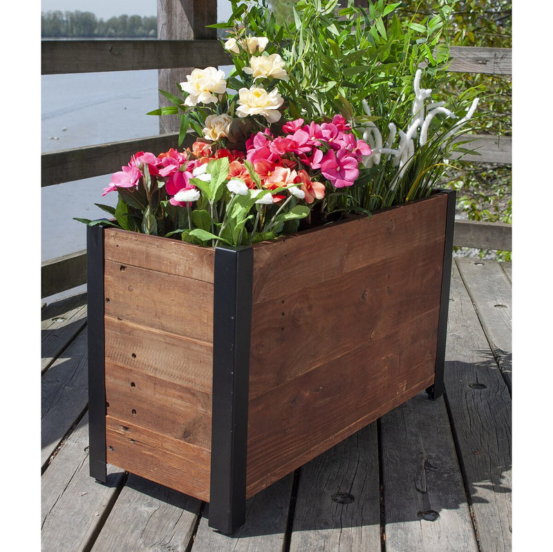 Grapevine Low-Profile Planter, FSC Recycled Wood, 2 Sections, 28.3IN x 12IN, Natural Brown