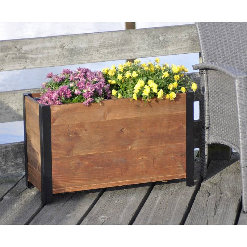 Grapevine Low-Profile Planter, FSC Recycled Wood, 2 Sections, 28.3IN x 12IN, Natural Brown