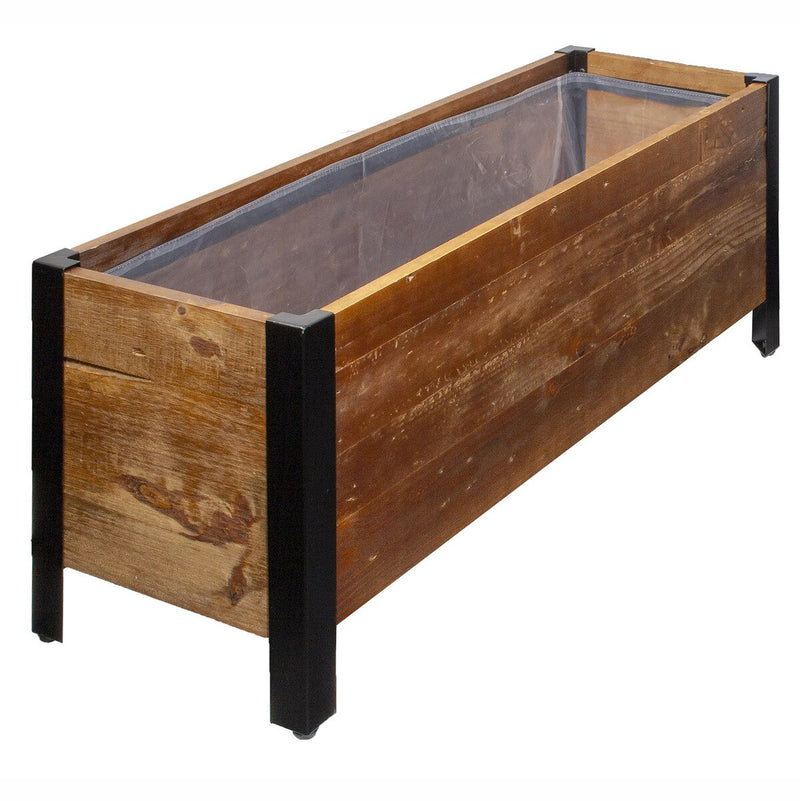 Grapevine Low-Profile Planter, FSC Recycled Wood, Rectangular, 37IN x 12.6IN, Natural Brown