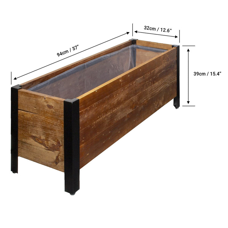 Grapevine Low-Profile Planter, FSC Recycled Wood, Rectangular, 37IN x 12.6IN, Natural Brown