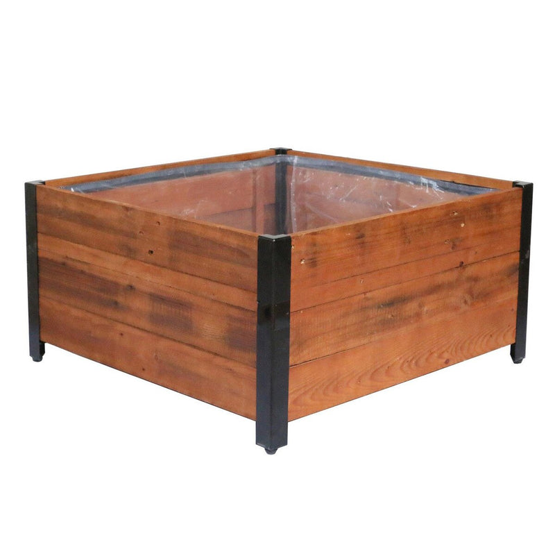 Grapevine Low Profile Planter, FSC Recycled Wood, Square, 30IN, Natural Brown