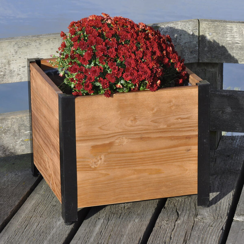 Grapevine Low Profile Planter, FSC Recycled Wood, Square, Natural Brown