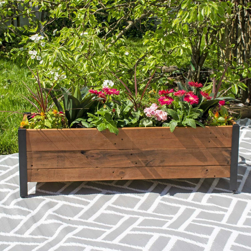 Grapevine Low Profile Planter, FSC Recycled Wood and Planter, Rectangular, 46IN, Natural Brown