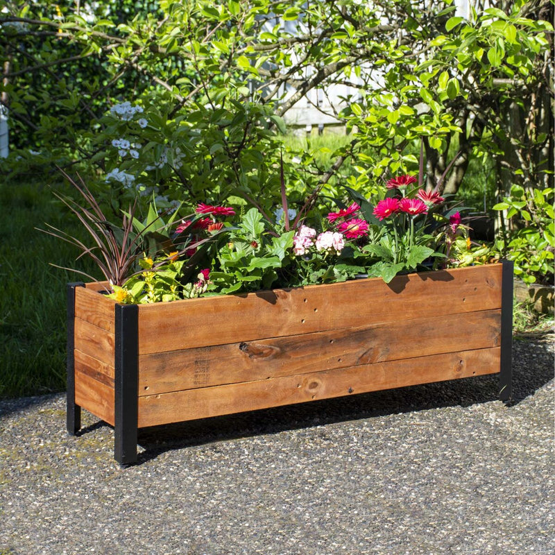 Grapevine Low Profile Planter, FSC Recycled Wood and Planter, Rectangular, 46IN, Natural Brown