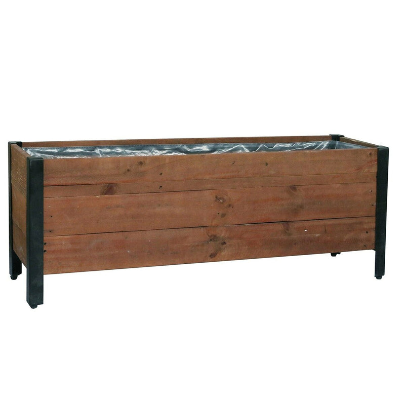 Grapevine Low Profile Planter, FSC Recycled Wood and Planter, Rectangular, 46IN, Natural Brown