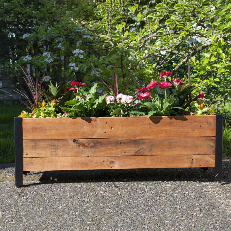 Grapevine Low Profile Planter, FSC Recycled Wood and Planter, Rectangular, 46IN, Natural Brown