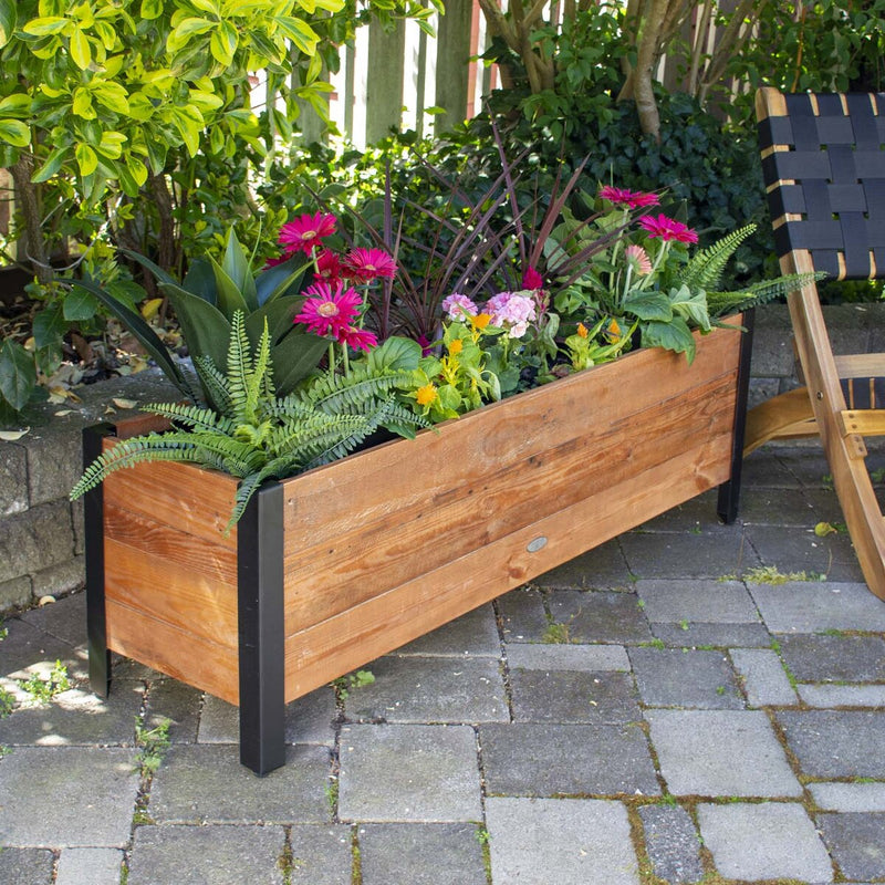 Grapevine Low Profile Planter, FSC Recycled Wood and Planter, Rectangular, 46IN, Natural Brown