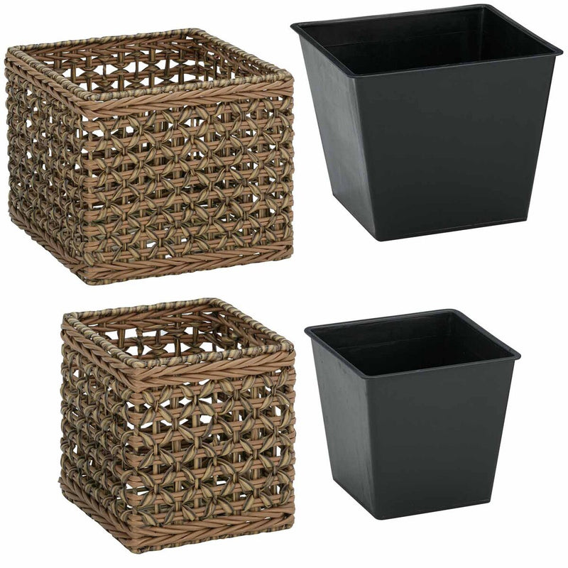 Grapevine Nesting Polyrattan Planter, Square, 2-Pack