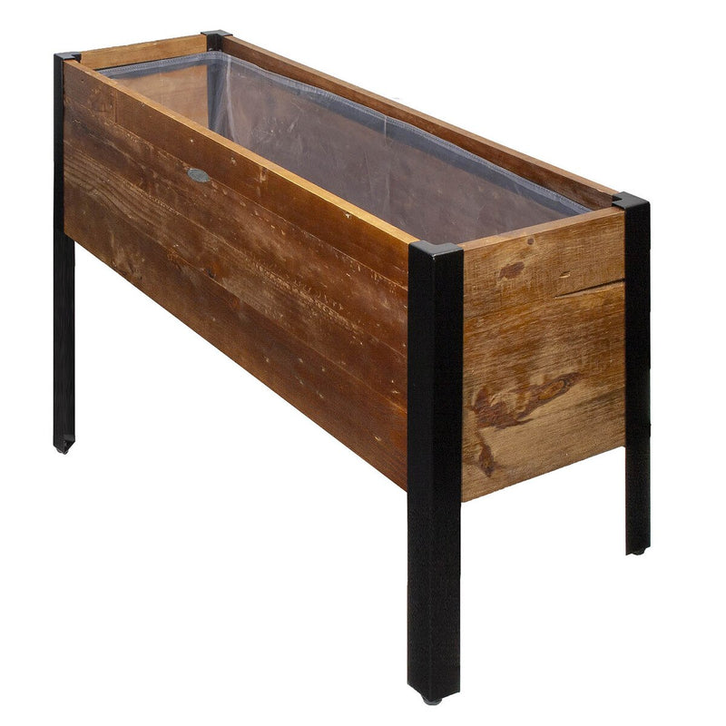 Grapevine Raised Planter, FSC Recycled Wood, Rectangular, 37IN x 12.6IN, Natural Brown