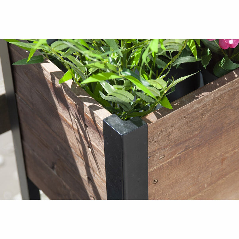 Grapevine Raised Planter, FSC Recycled Wood, Rectangular, 37IN x 12.6IN, Natural Brown