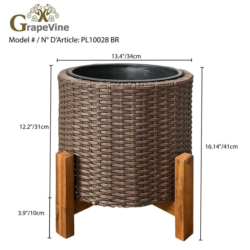 Grapevine Resin Wicker Planter with Stand