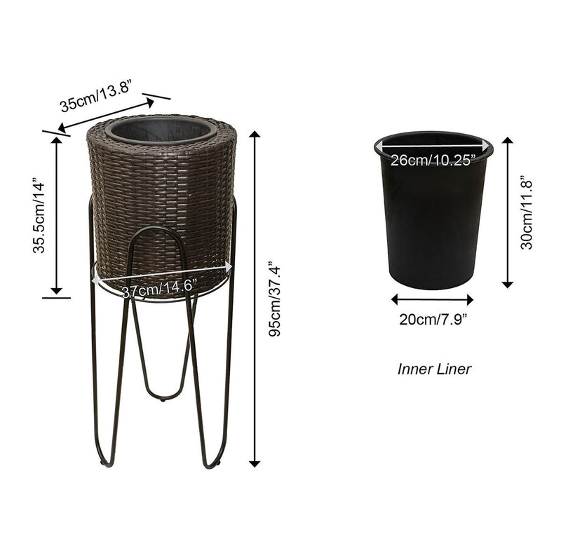 Grapevine Resin Wicker Planter with Tall Metal Stand