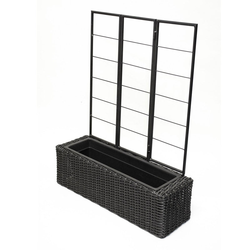 Grapevine Resin Wicker Planter with Trellis, Black