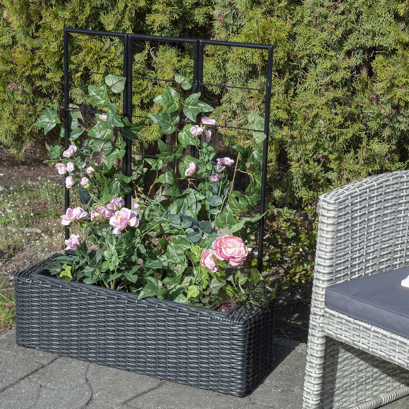 Grapevine Resin Wicker Planter with Trellis, Black