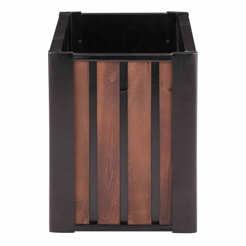 Grapevine Slat Wood and Metal Planter, Rectangular, 23.6IN