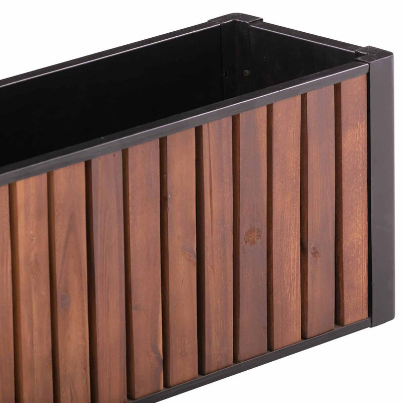 Grapevine Slat Wood and Metal Planter, Rectangular, 23.6IN