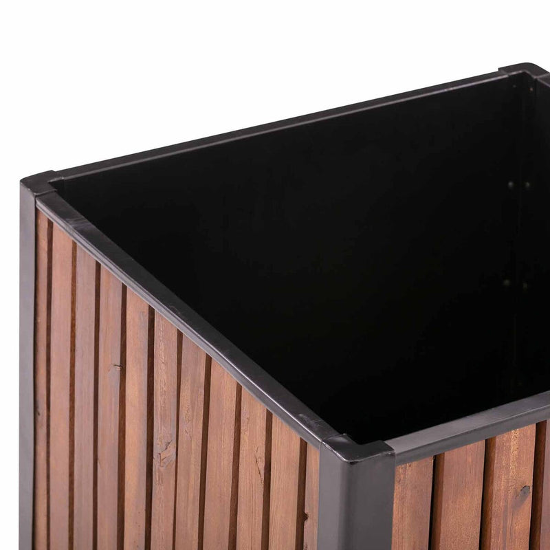 Grapevine Slat Wood and Metal Planter, Square, 17.7IN