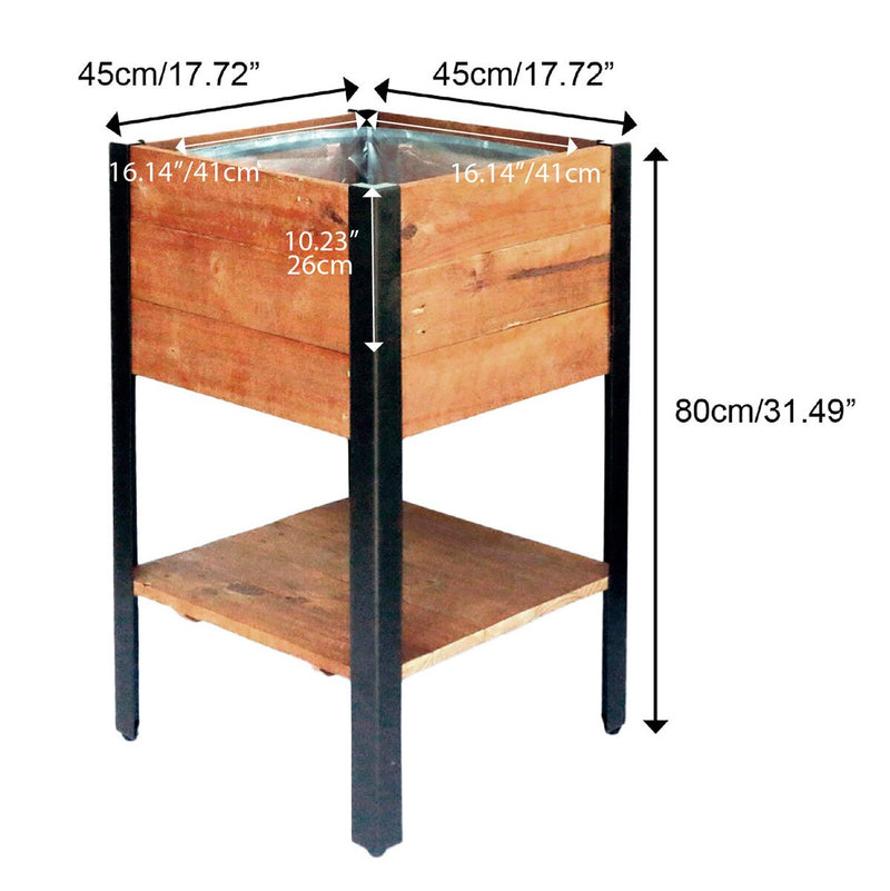 Grapevine Tall FSC Recycled Wood Planter with Shelf, Square, Natural Brown