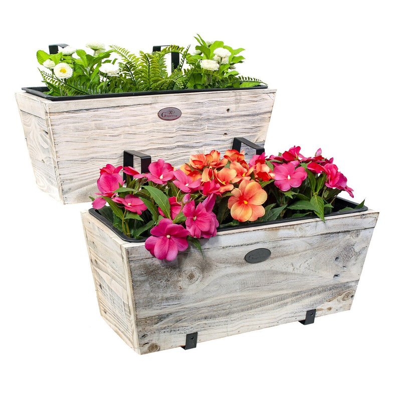 Grapevine Urban Garden Recycled Wood Deck Planter, White Wash, 2 Pack