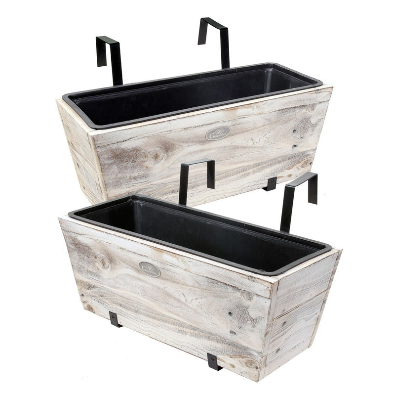 Grapevine Urban Garden Recycled Wood Deck Planter, White Wash, 2 Pack