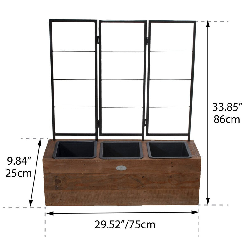 Grapevine Urban Garden Recycled Wood and Metal Planter with Trellis