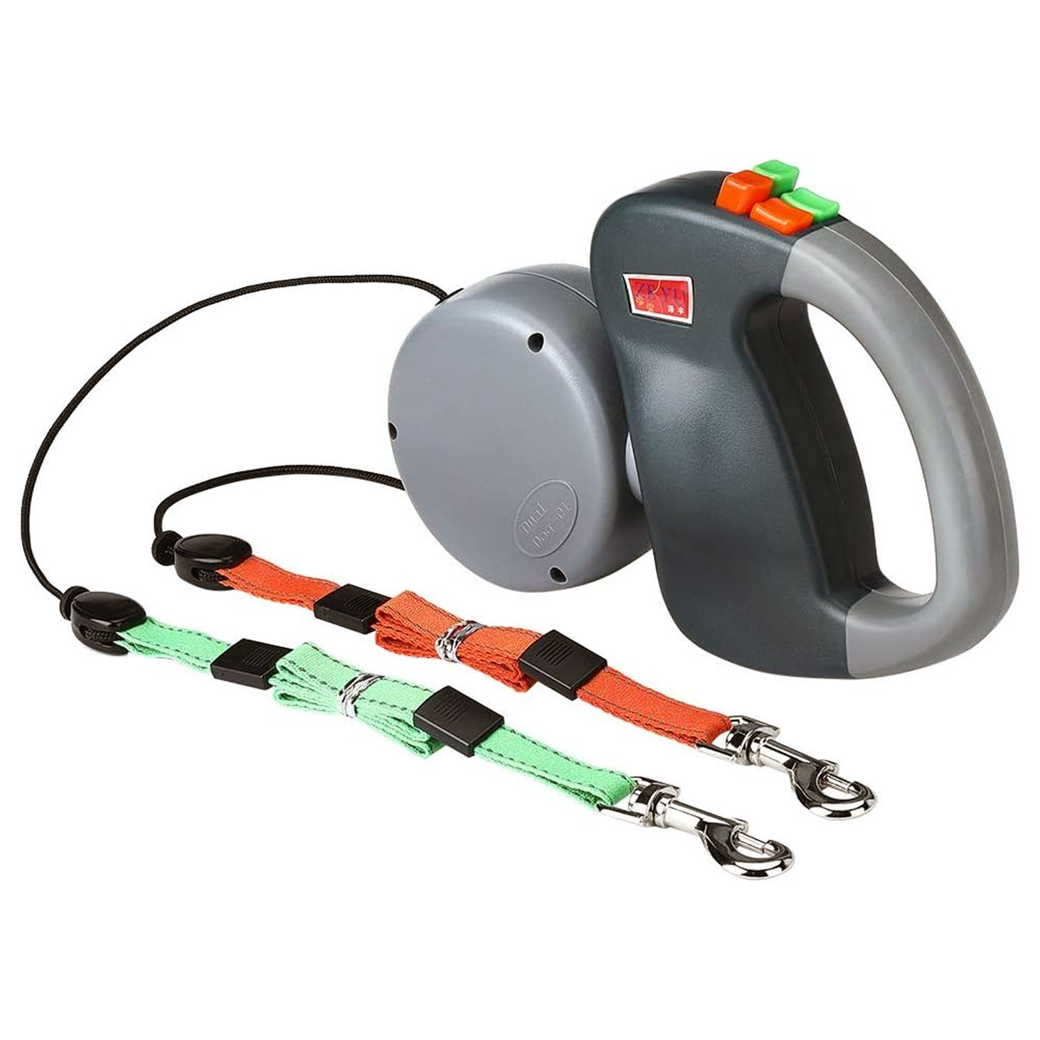HENU Double Retractable Dog Leash – 360° Tangle-Free Dual Dog Leash for Walking 2 Dogs up to 50lbs Each, 3M Long Nylon Cords, Durable ABS Shell