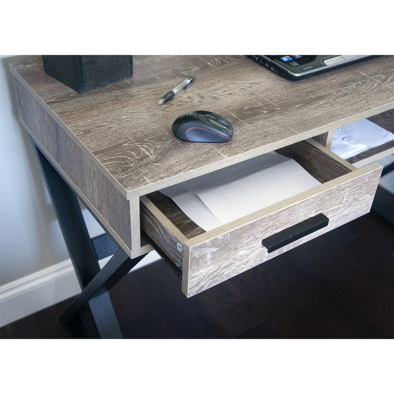 JR Home Collection Industrial Look X Desk with Drawers