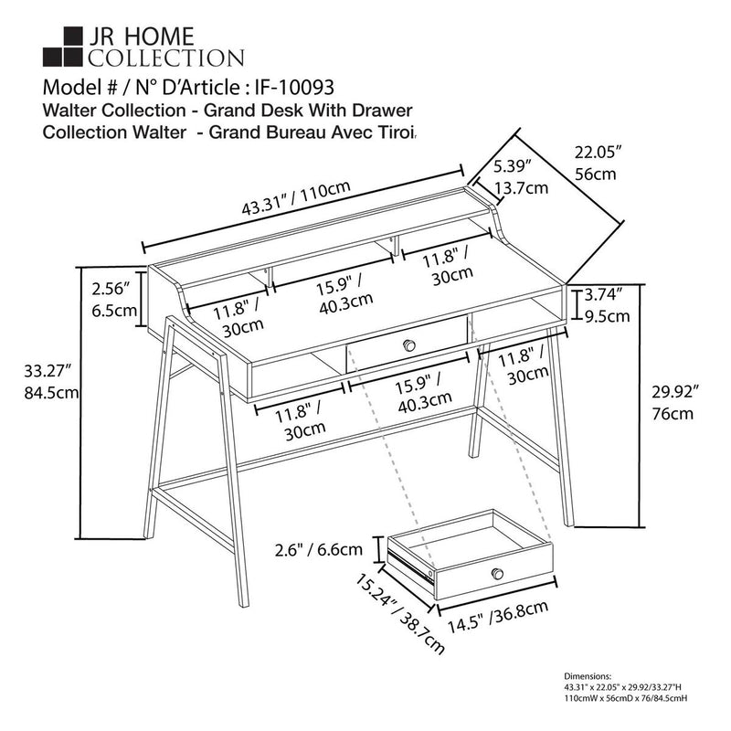 JR Home Collection Walter Writing Desk