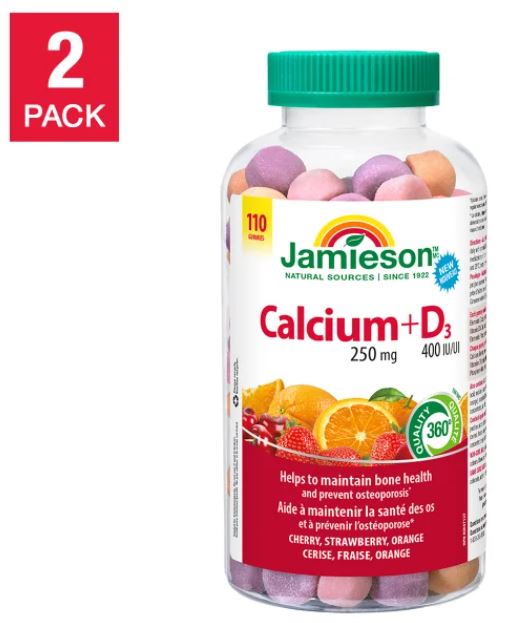 Jamieson Calcium + Vitamin D3 Gummies, 2 x 110 Gummies