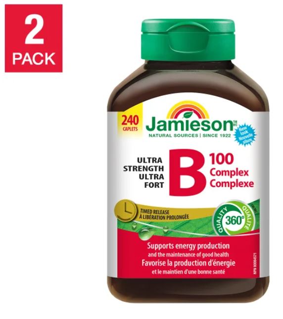 Jamieson Ultra Strength B100 Complex Caplets, 240-count, 2-pack