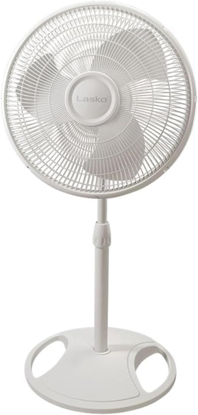 Lasko Tilt-Head Oscillating Pedestal/Stand Fan, 3-Speed, White, 16-in