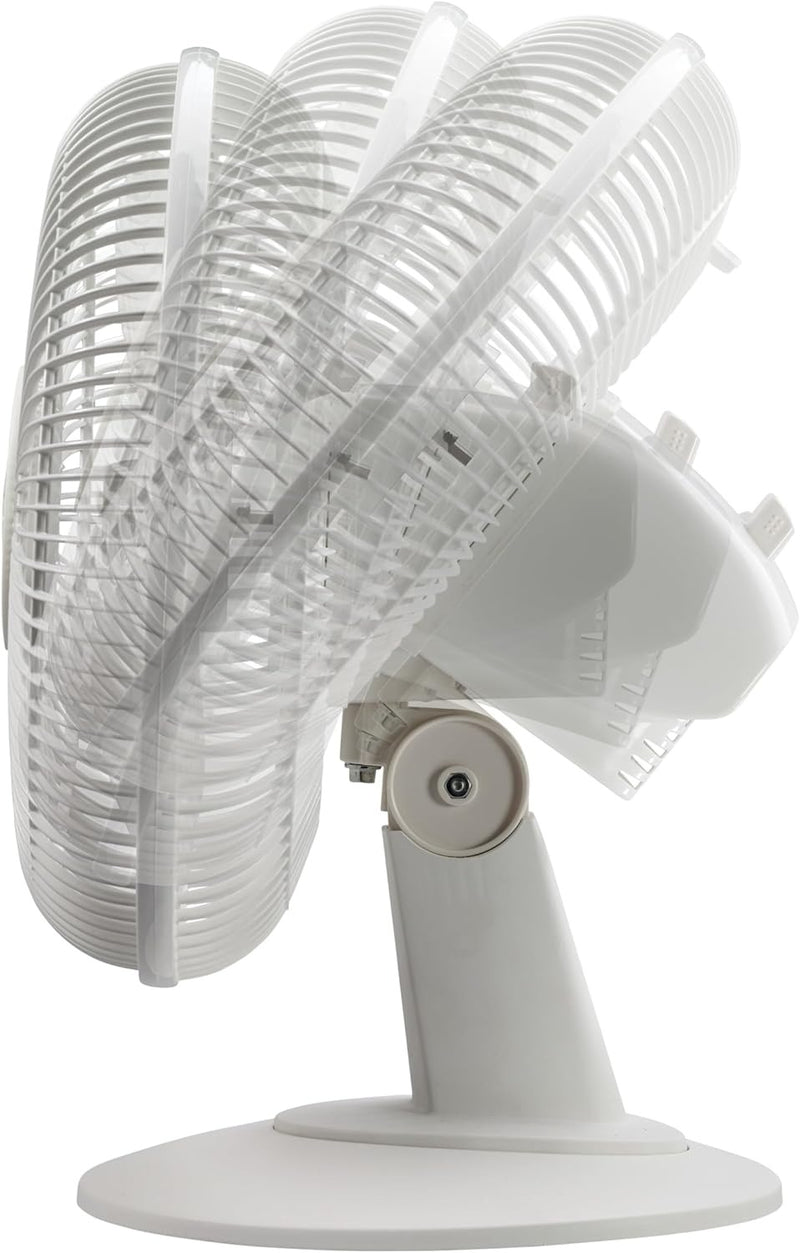 Lasko Tilt-Head Portable Oscillating Table/Desk Fan, 3-Speed, White, 12-in