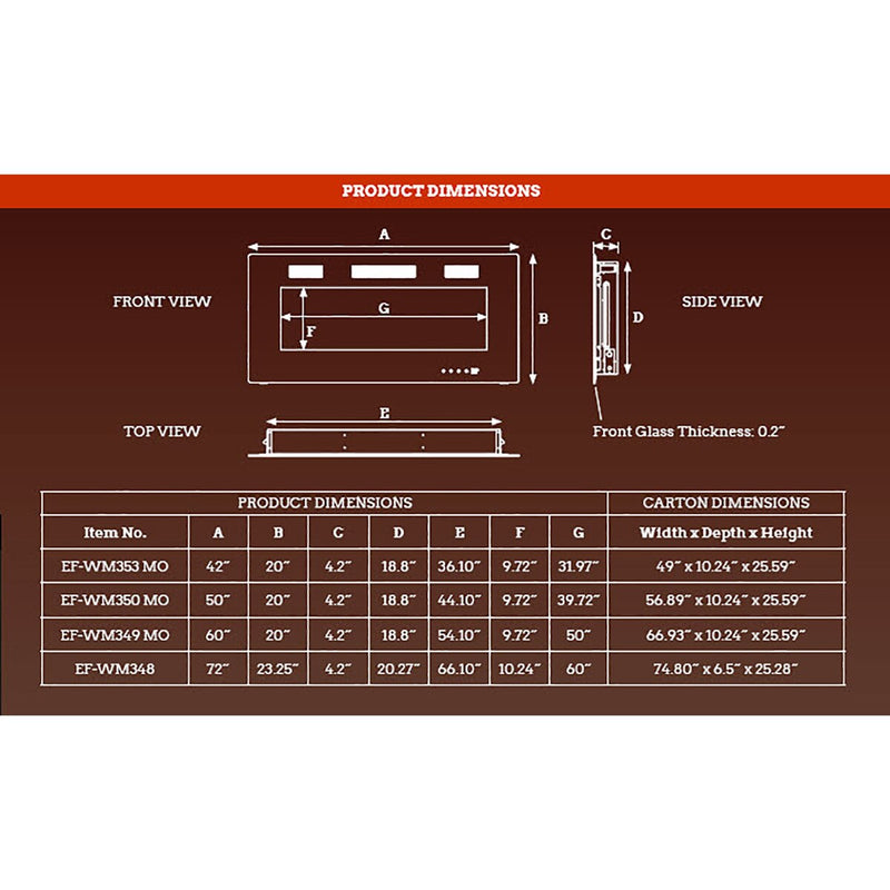 Paramount Smart Premium Electric Fireplace,72IN