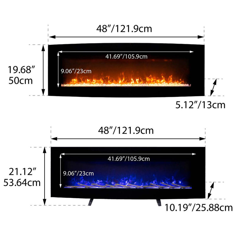 Paramount Stirling Curved Fireplace, 48IN