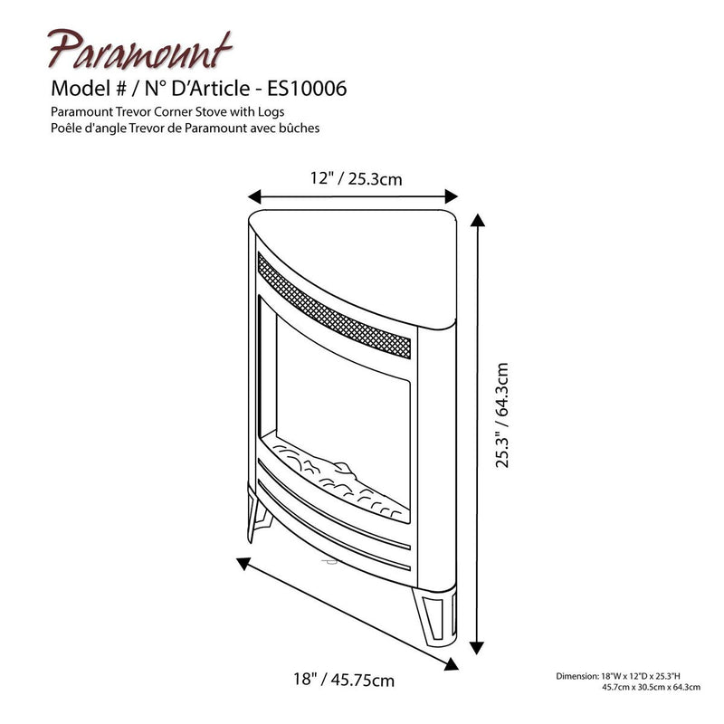 Paramount Trevor Corner Electric Fireplace Stove