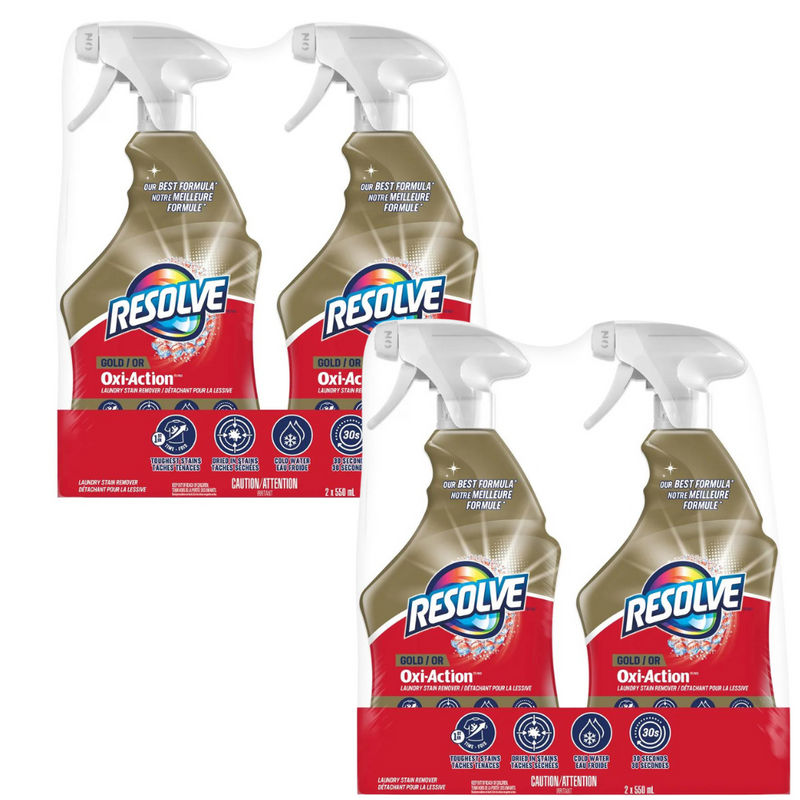 Resolve Gold Oxi-Action Laundry Stain Remover Trigger, 4 Pack ( 4 x 550 mL)