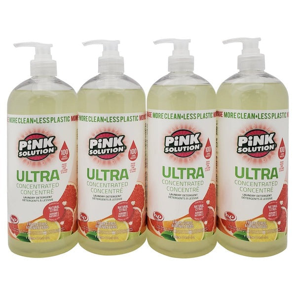 Pink Solution Concentrated Liquid Laundry Gel Citrus, 4 x 1 L (33.8 oz.)