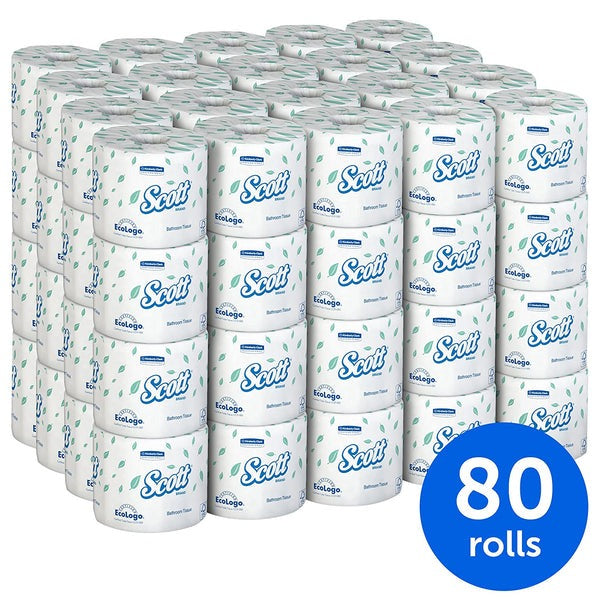 Scott Essential Professional Bulk Toilet Paper for Business (04460), 2-PLY, White, 80 Rolls / Case, 550 Sheets / Roll