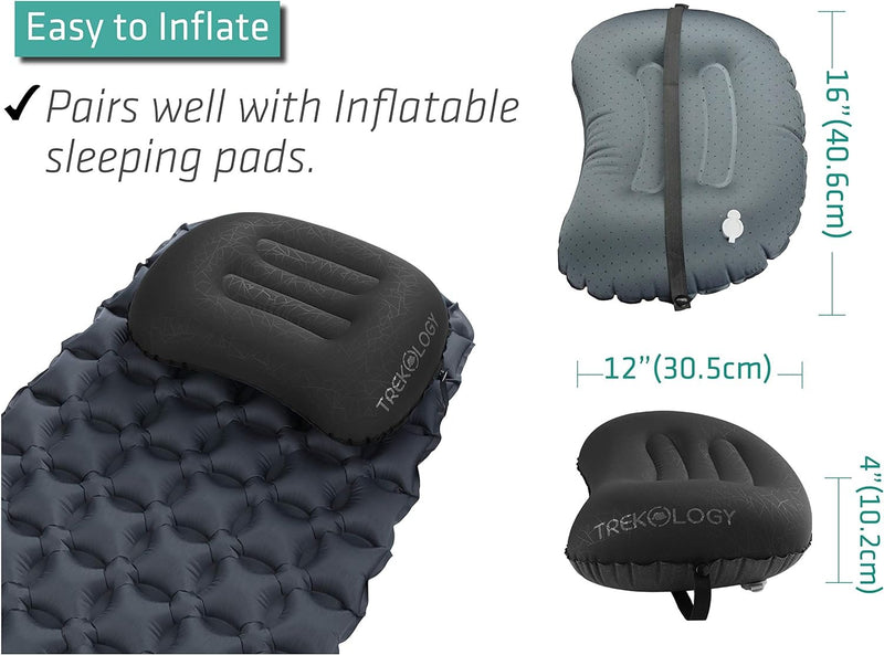 Trekology Ultralight Inflating Travel/Camping Pillows (Black)