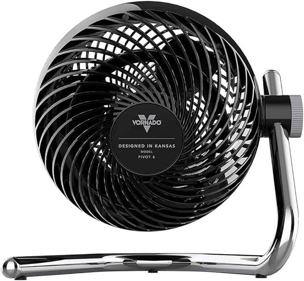 Vornado Pivot6 Whole Room Air Circulator Fan with 4 Speeds, Remote Control, Rotating Axis, Black