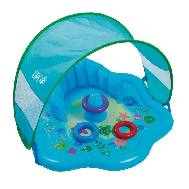 Swim School Inflatable Baby Splash Mat with Canopy, 28-in, Ages 6-18m