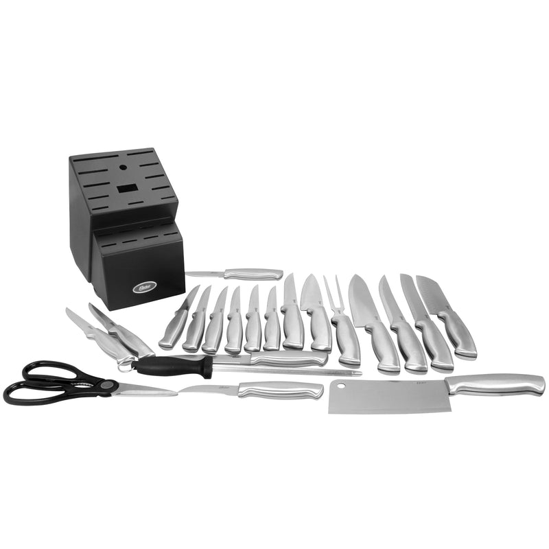 Oster Baldwyn 22-Piece Cutlery Block Set, Brushed Satin