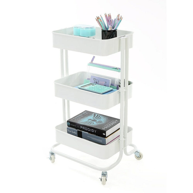 Simply 3 Tier Rolling Cart - White