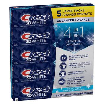 Crest 3D White Whitening Toothpaste, 5 x 135 mL