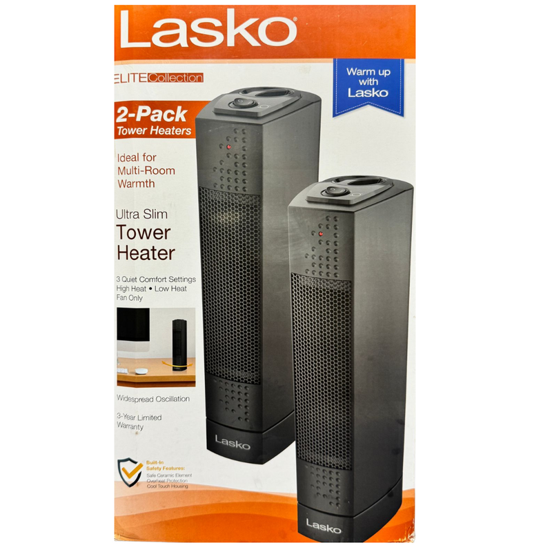 Lasko Ultra Slim Tower heater 2 Pack, Table Heater, Home Office Heater