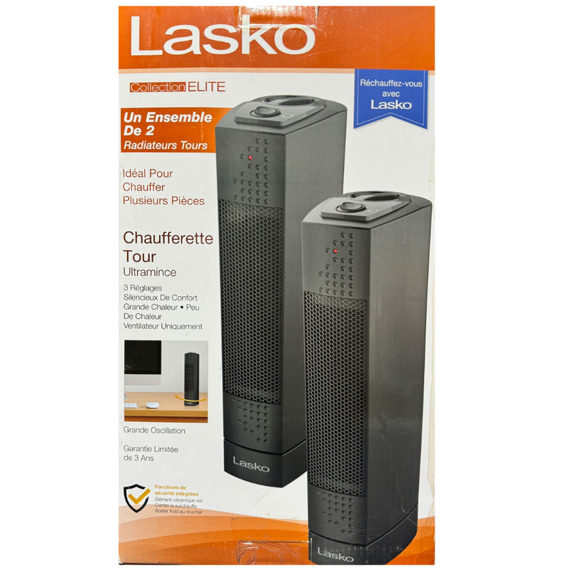 Lasko Ultra Slim Tower heater 2 Pack, Table Heater, Home Office Heater