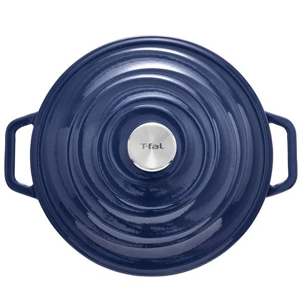 T-fal Enameled Cast Iron Round Dutch Oven with Lid, 6 quart, Blue