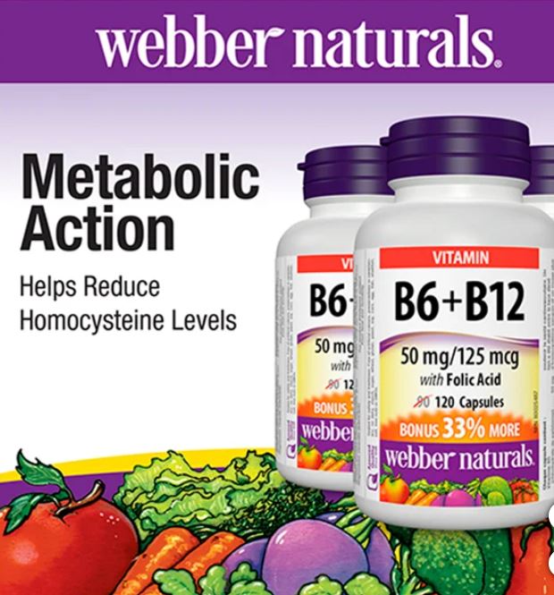 webber naturals B6, B12 with Folic Acid -- 3 x 120 Capsules